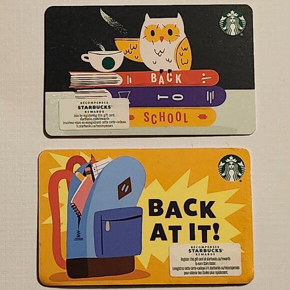 CUTE STARBUCKS BACK TO SCHOOL Themed Gift Cards OWL Backpack Starbucks - Picture 1 of 2